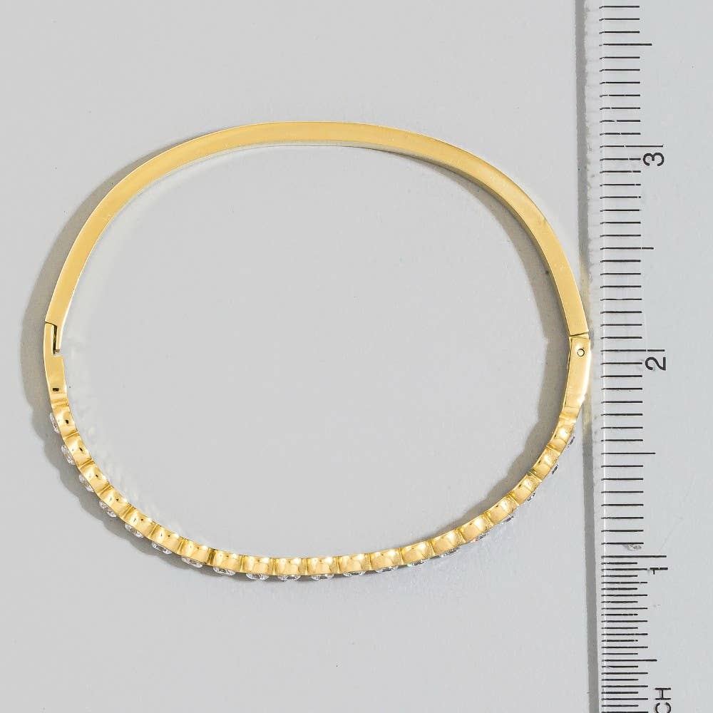 Bezel Set Crystal Hinged Bangle Bracelet