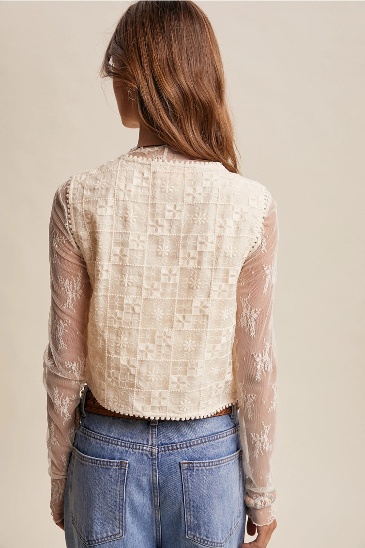 Embroidered Lace Vest