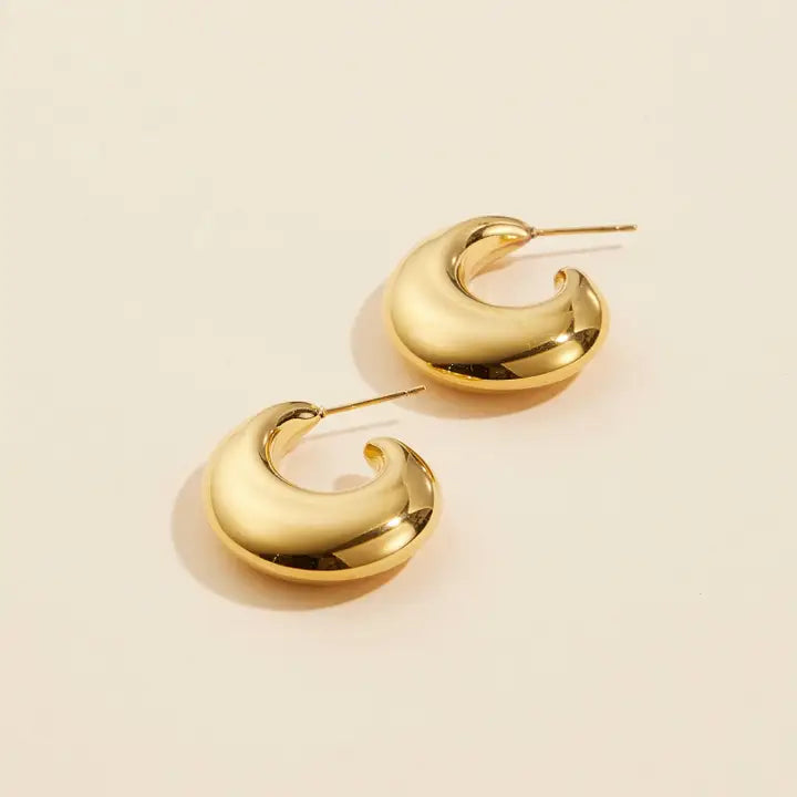 Gold Dip Stainless Steel Open Hoop Earrings