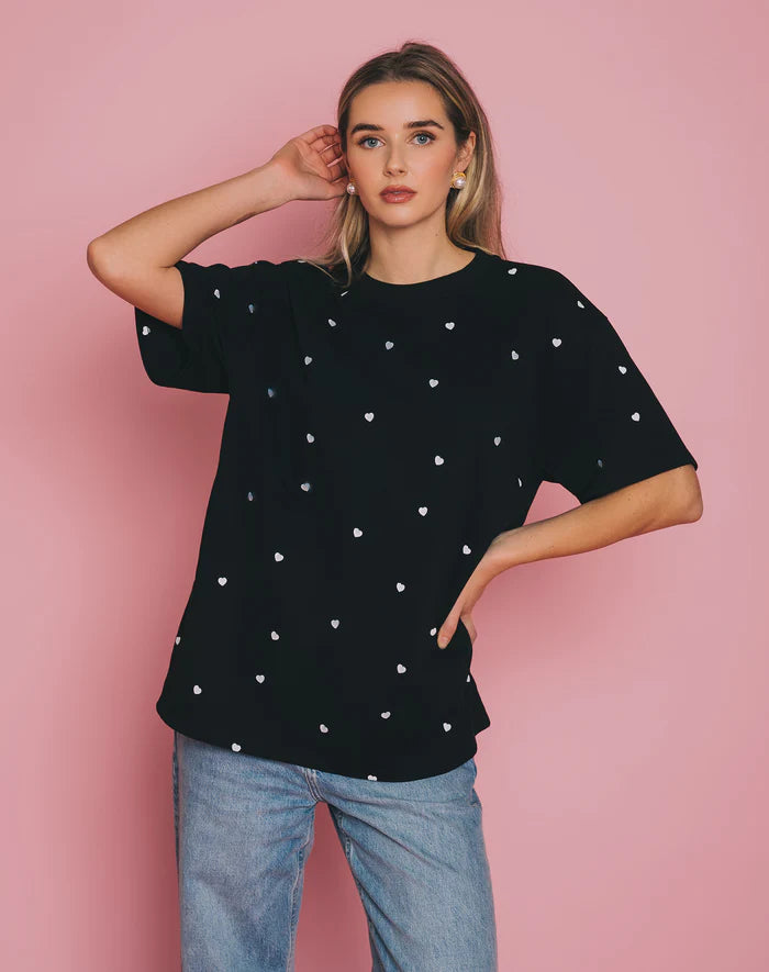 All Over Tiny Hearts Oversized Boxy Tee