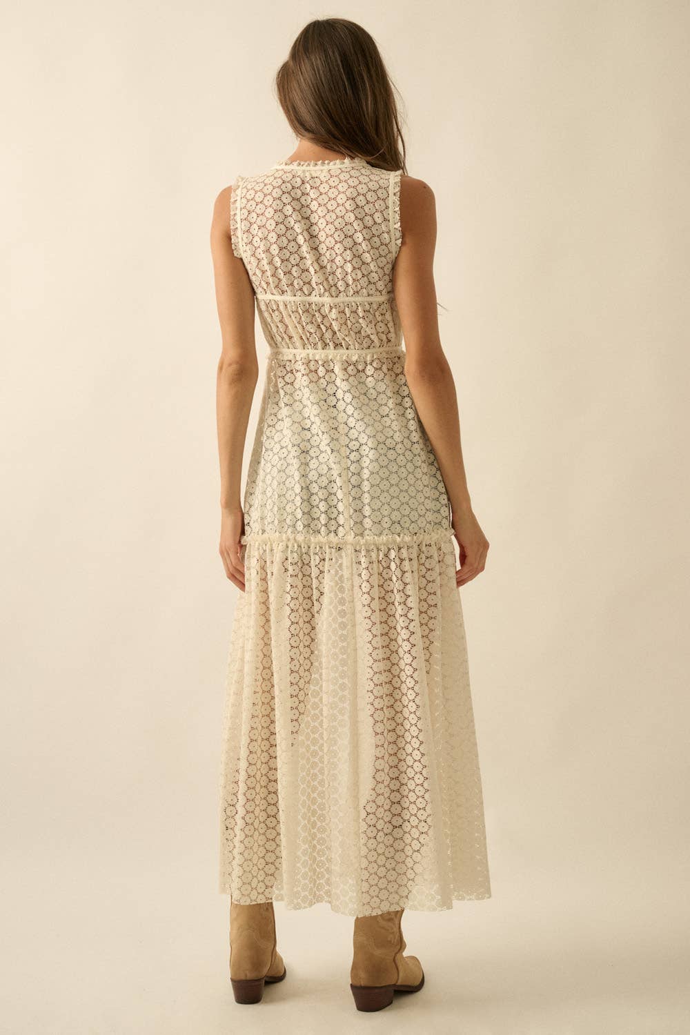 Crochet Lace Tie Maxi Top