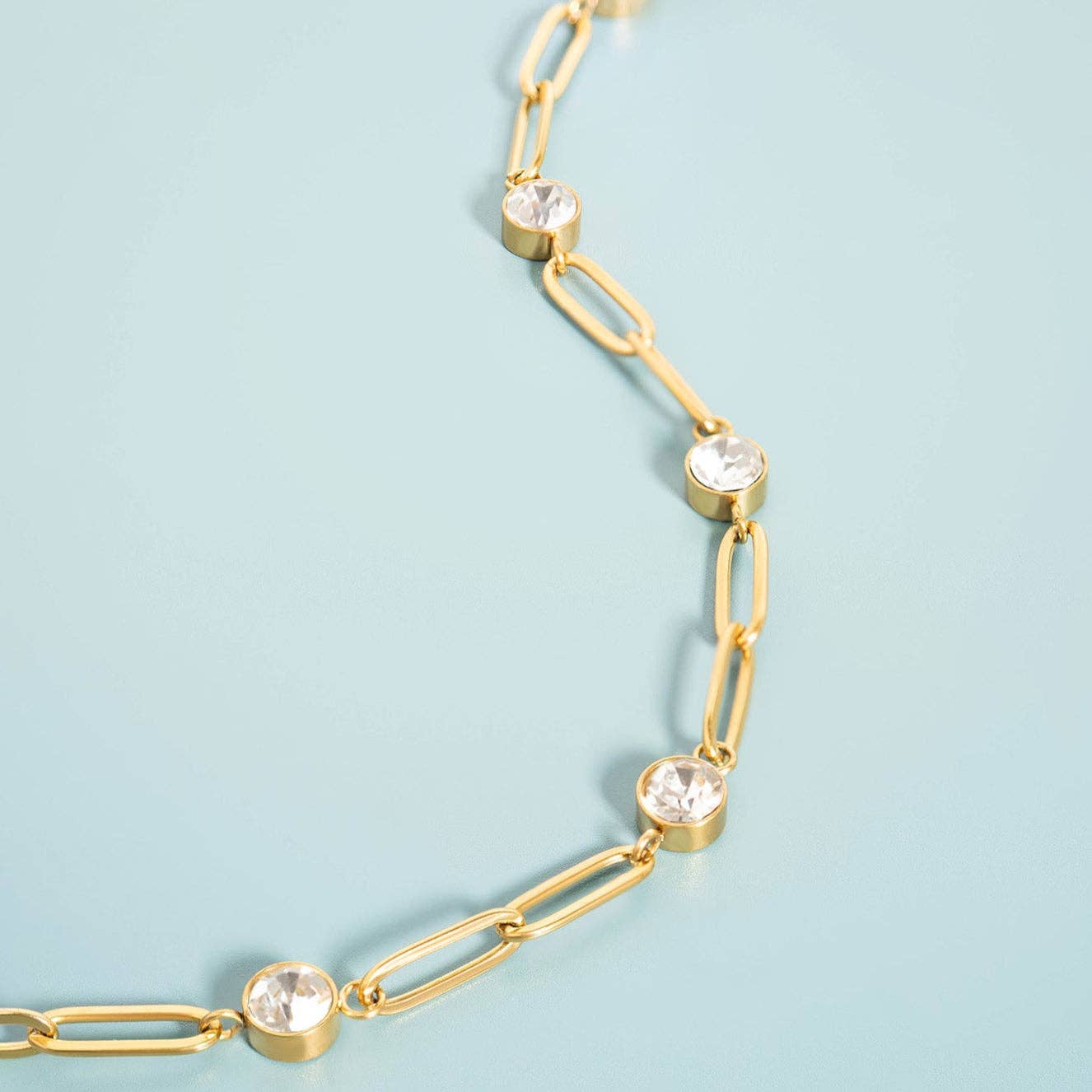 Rhinestone Paperclip Chain Bracelet