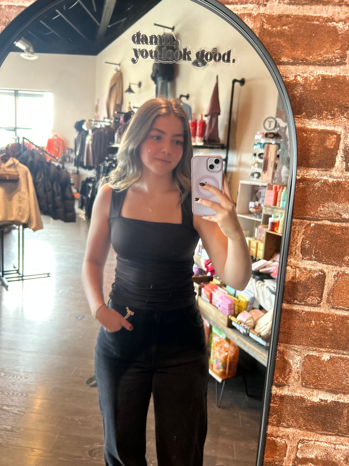 Square Neck Ruched Tank