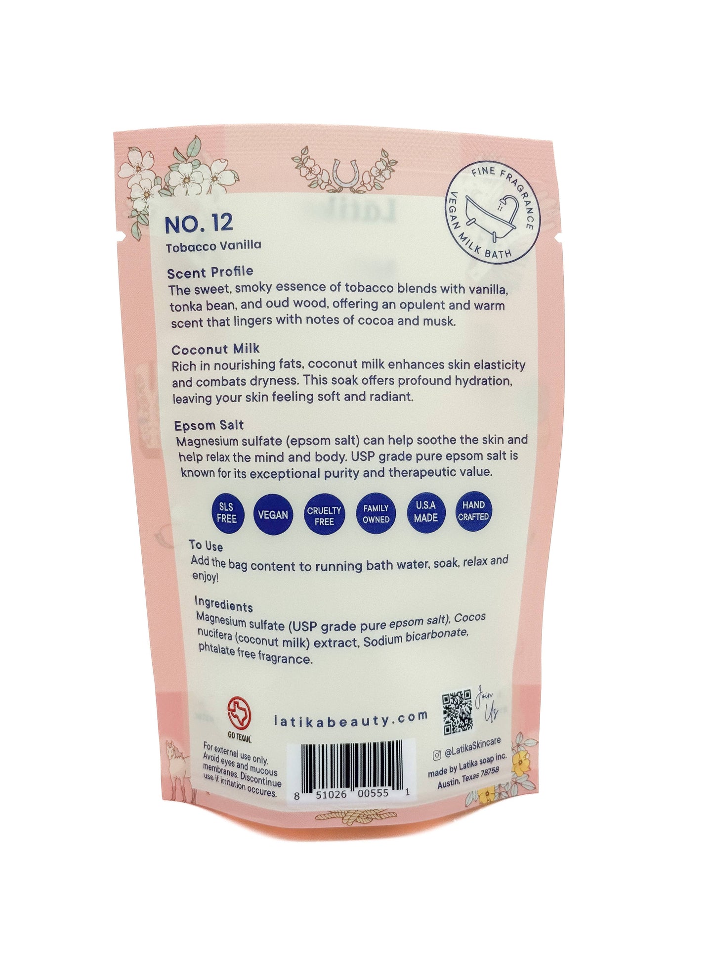 Vegan Milk Bath Salt – Warm Tobacco & Vanilla
