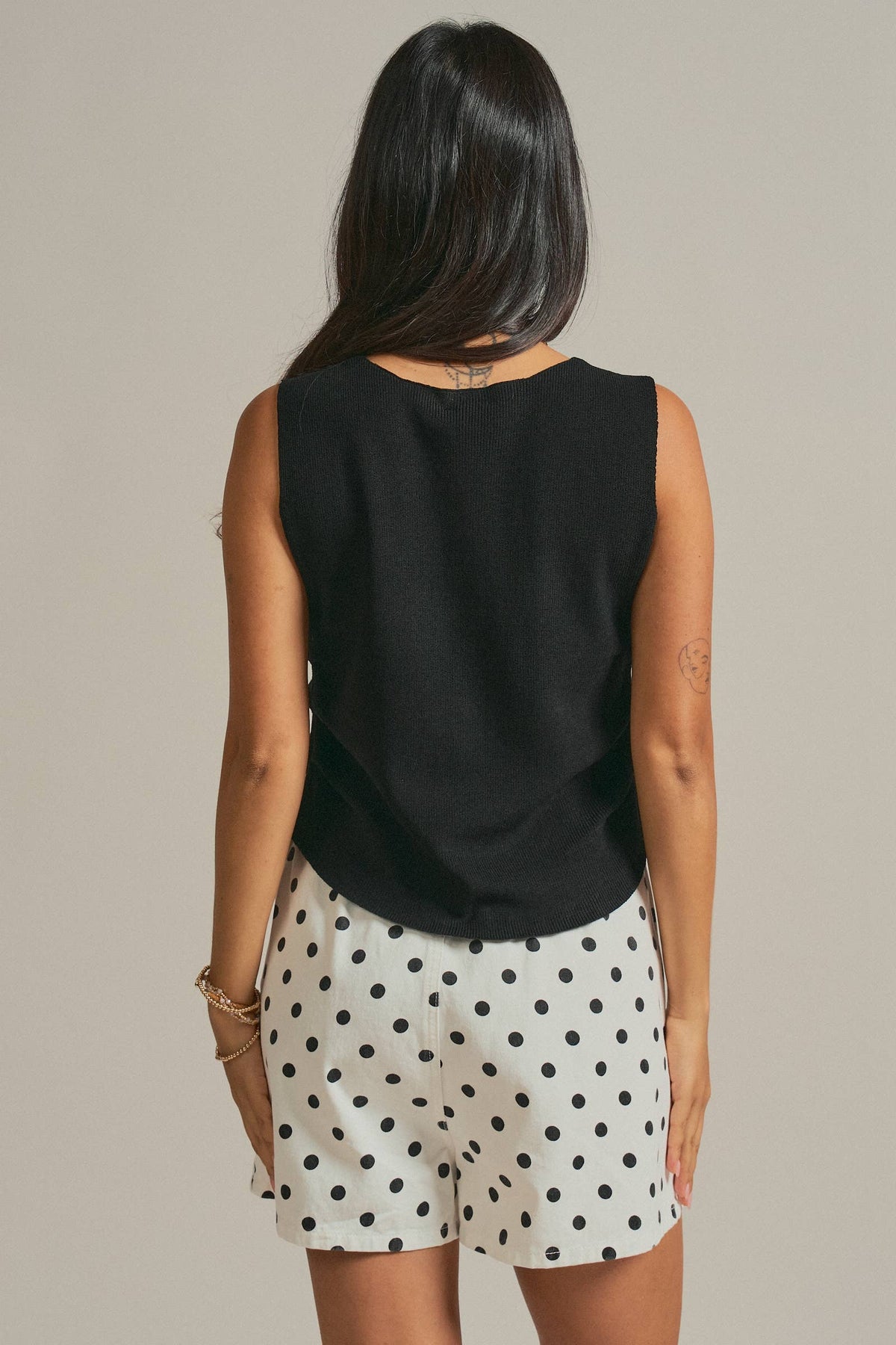 Button-Front Knit Vest Top