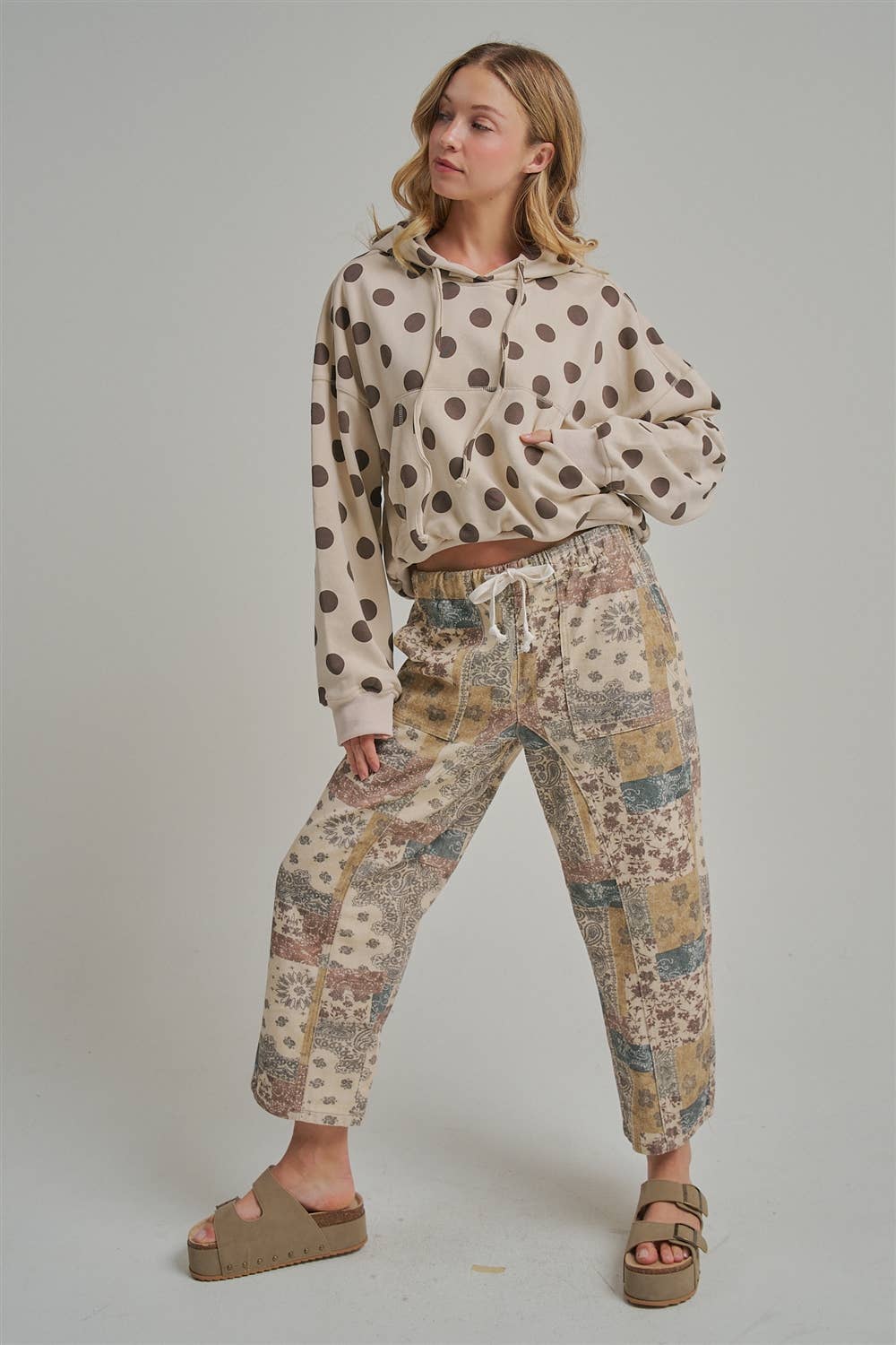 Mid-Rise Casual Mixed Print Pants