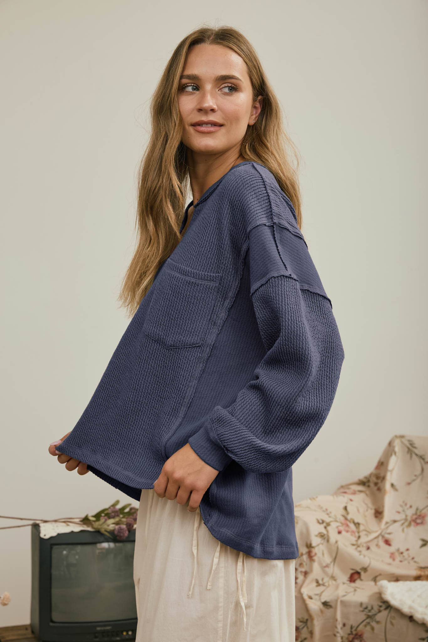 V-Neck Ribbed Top