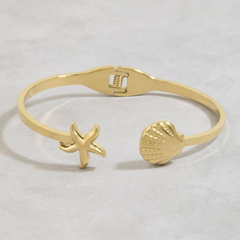 Starfish And Shell Cuff Bracelet