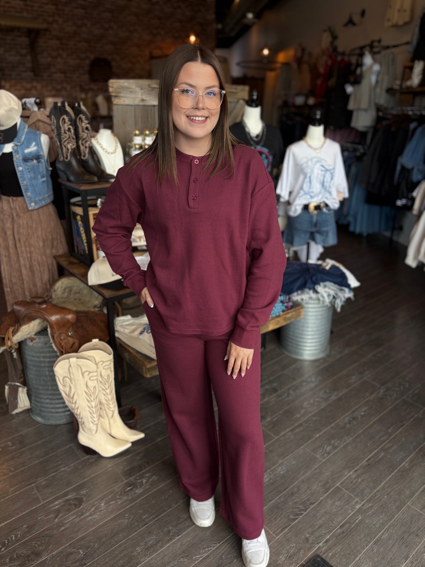 Waffle Button Long Sleeve