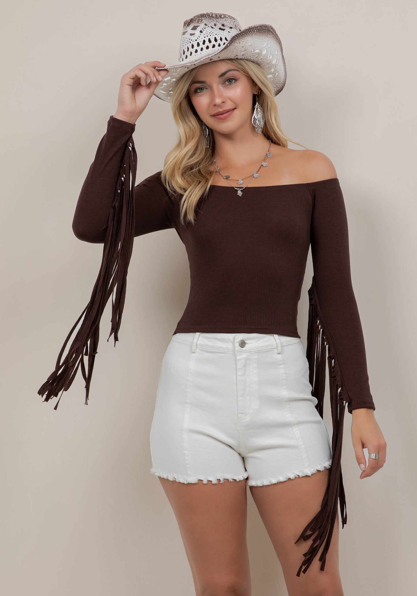 Off The Shoulder Fringe Top