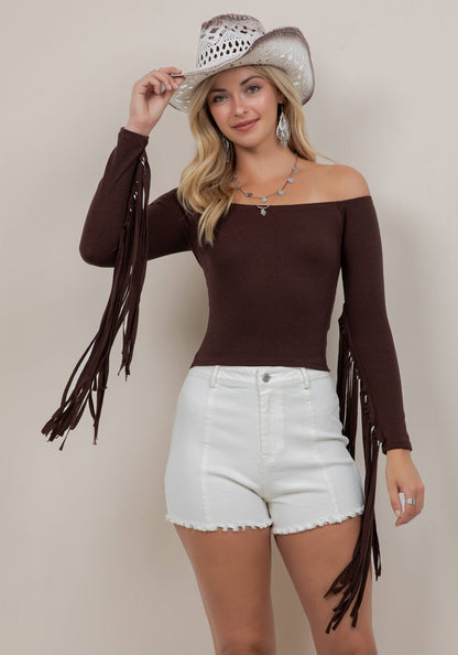 Off The Shoulder Fringe Top