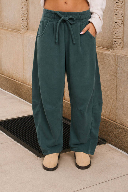 Smocked Waist Barrelled Sweatpants
