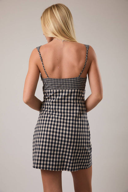 Navy Plaid Mini Dress