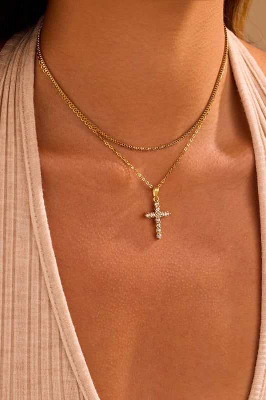 Layered Cross Necklace