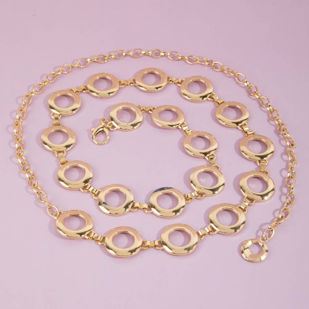 Circle Cutout Disc Chain Belt