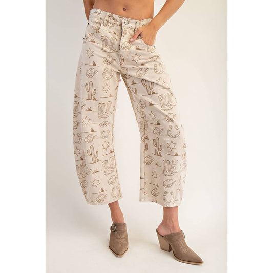 Western Barrel Leg Jeans