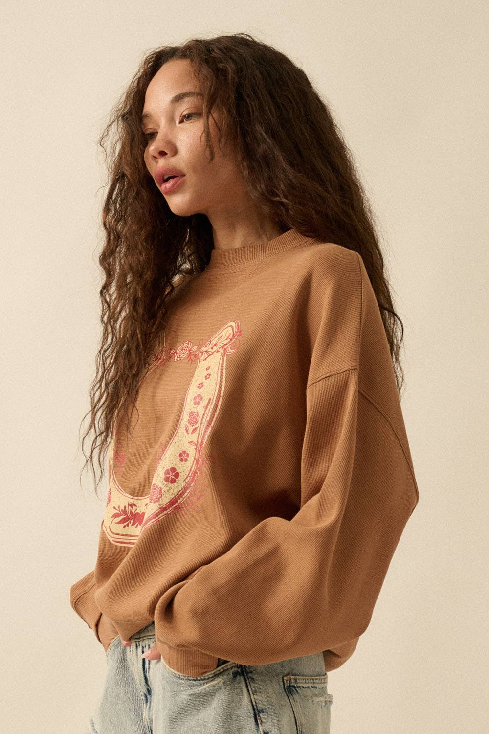 Floral Horseshoe Oversized Top