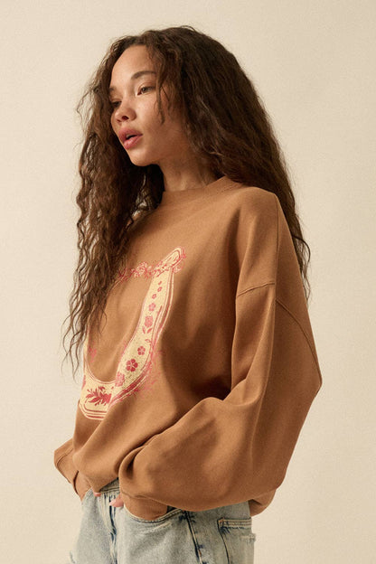 Floral Horseshoe Oversized Top