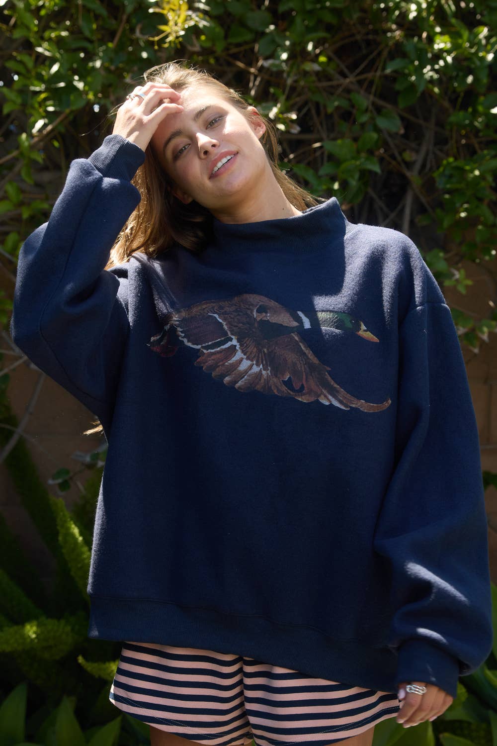 Reversible 'Lucky & Mallard' Mock-Neck Sweatshirt