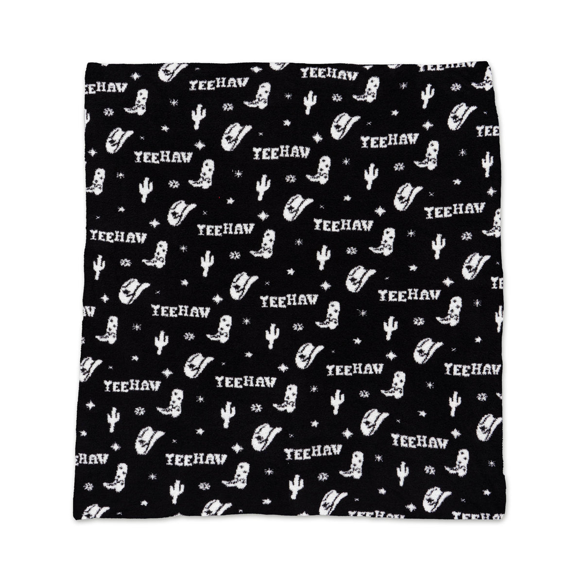 Throw Blanket - Western Motif - "Yee Haw" - Black & White