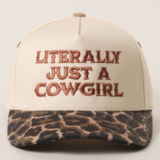 Literally Just A Cowgirl Leopard Trucker Hat