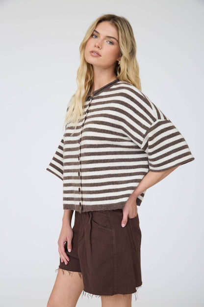 Short Sleeve Button Down Cardigan