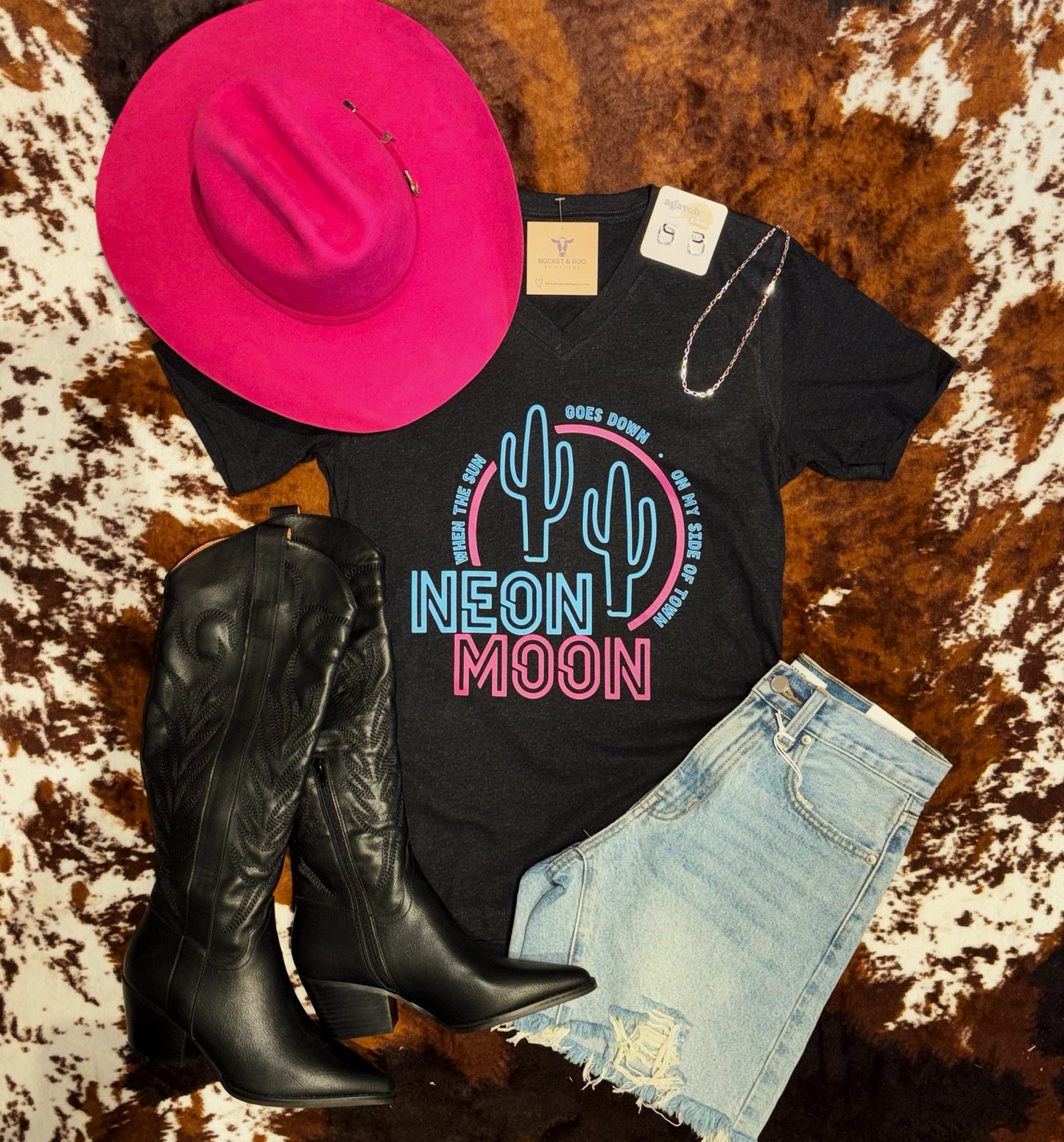Neon Moon V-Neck Tee