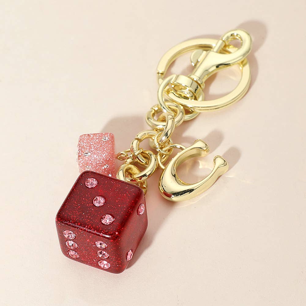 Glittered Double Dice Keychain / Bag Charm