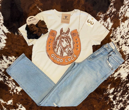 Good Luck Pony Cropped Tee