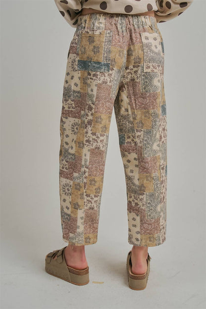 Mid-Rise Casual Mixed Print Pants