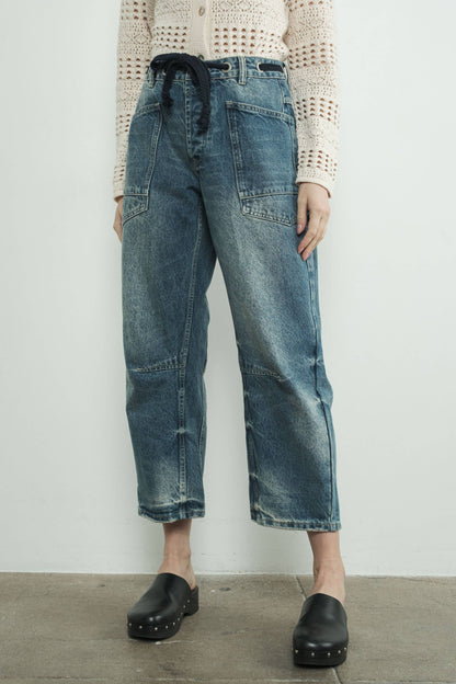 Tie Waist Barrel Jeans