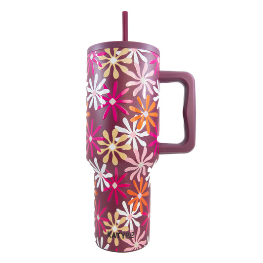 Multicolored Maroon Floral Tumbler
