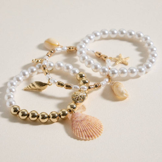 Coastal Pearl Charm Bracelet Set