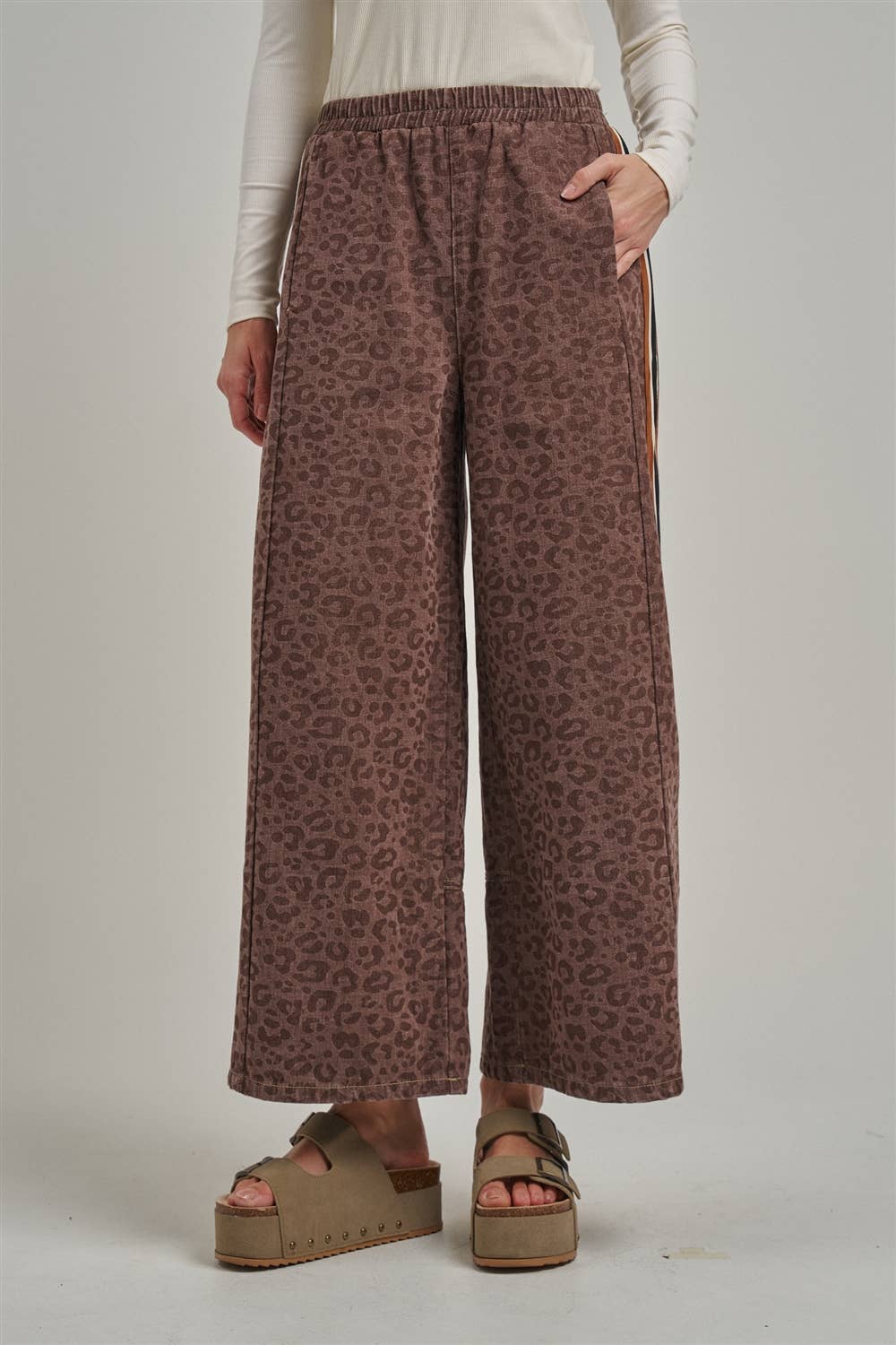 FALL VINTAGE LEOPARD WIDE LEG PANTS