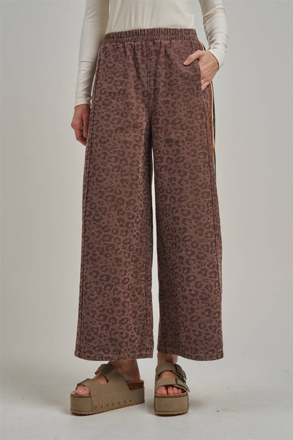FALL VINTAGE LEOPARD WIDE LEG PANTS
