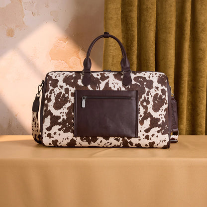 Wrangler Fringe Cowprint Crossbody Duffle