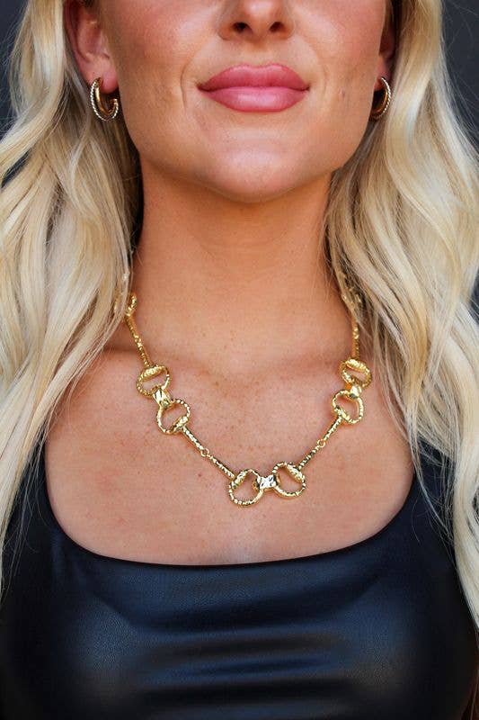 18" Gold Plated Equestrian Bit Link Necklace: Yellow Gold