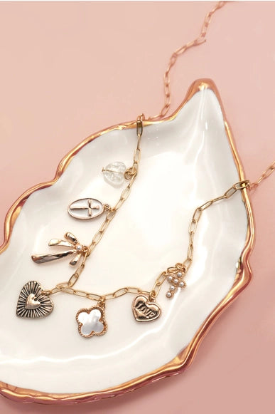 Dainty White Clover Charm Necklace