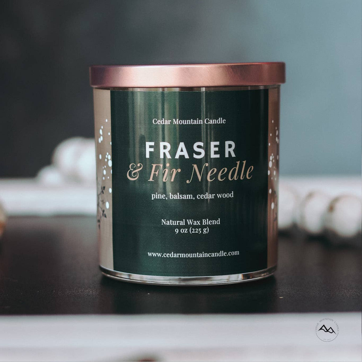 New Look! Fraser & Fir Needle - 9 oz Whiskey Jar Candle - Wrap Around Label