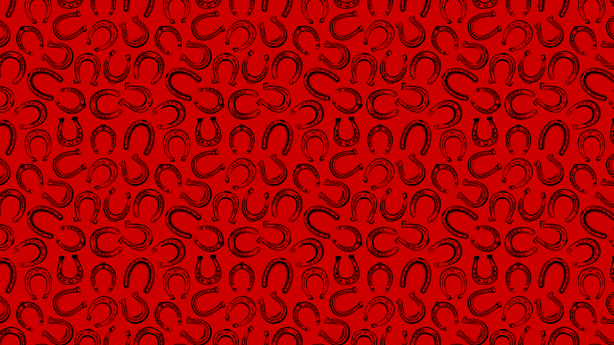 100% Silk Twilly Scarf with Horse Shoe Pattern: Red