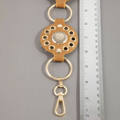 Gold Concho Ring Leather Chain Belt
