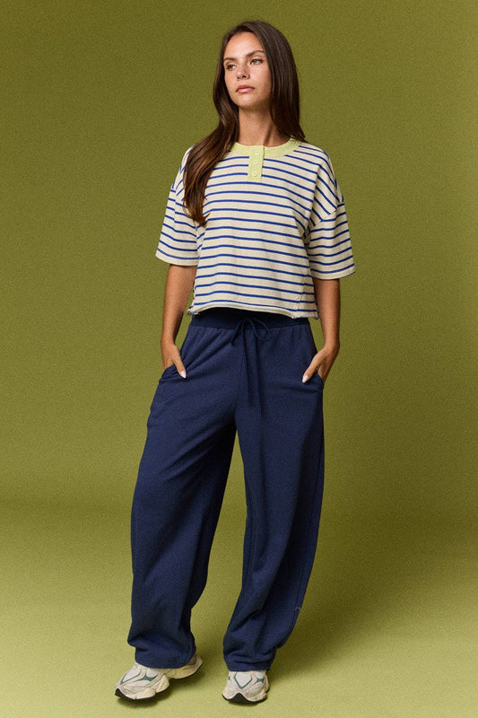 Henley Neck Stripe Top