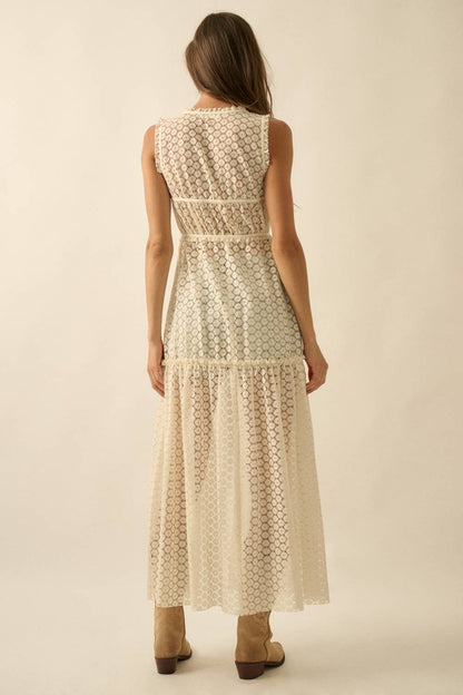 Crochet Lace Tie Maxi Top