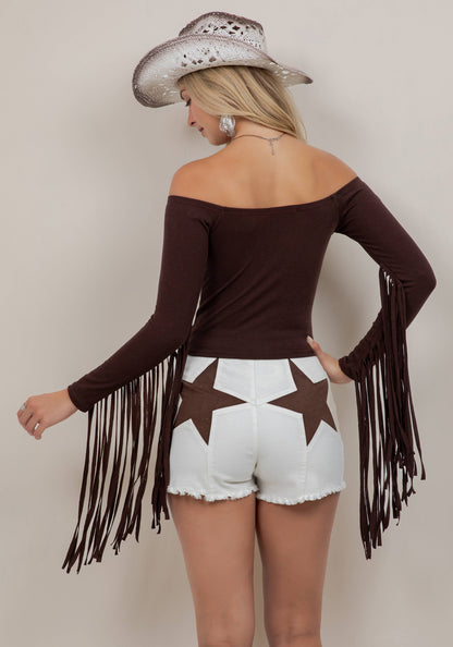 Off The Shoulder Fringe Top