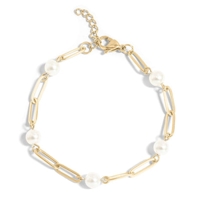 Pearl Paperclip Chain Bracelet
