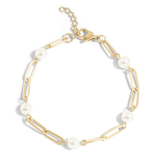 Pearl Paperclip Chain Bracelet