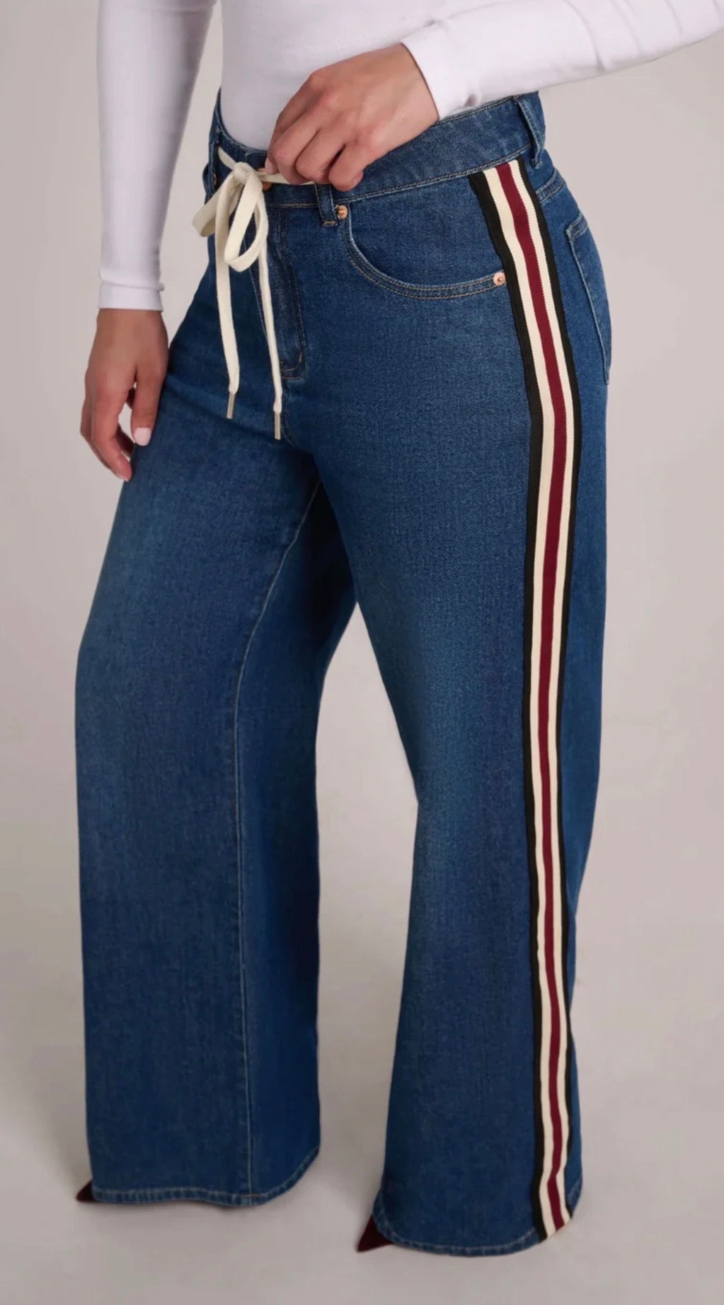 Lily Stripe Detail Wide Leg Jeans