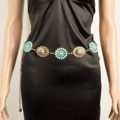 Mix Pattern Turquoise Concho Belt