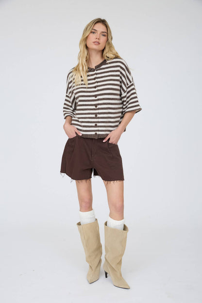 Short Sleeve Button Down Cardigan