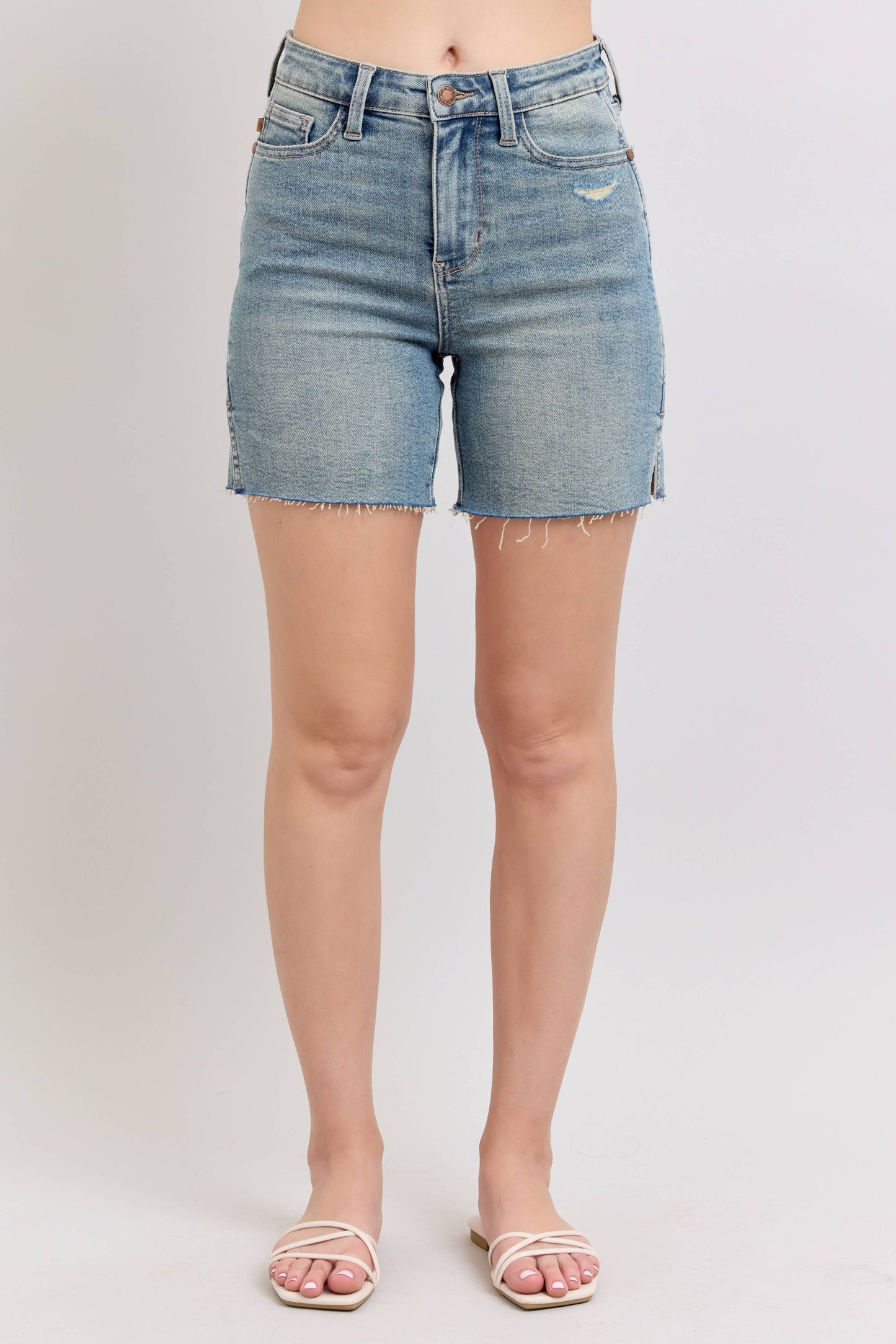 The Avery Vintage Wash Side Slit Shorts